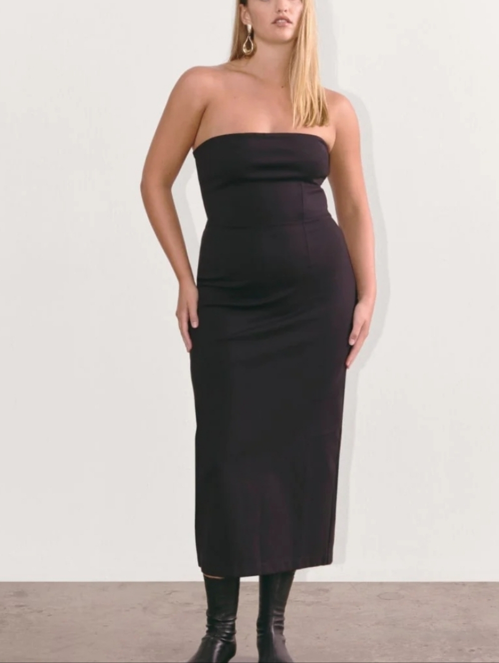 Everlane The Dream Strapless Black Dress Medium M Minimalist Tube Midi Dress - Picture 11 of 12